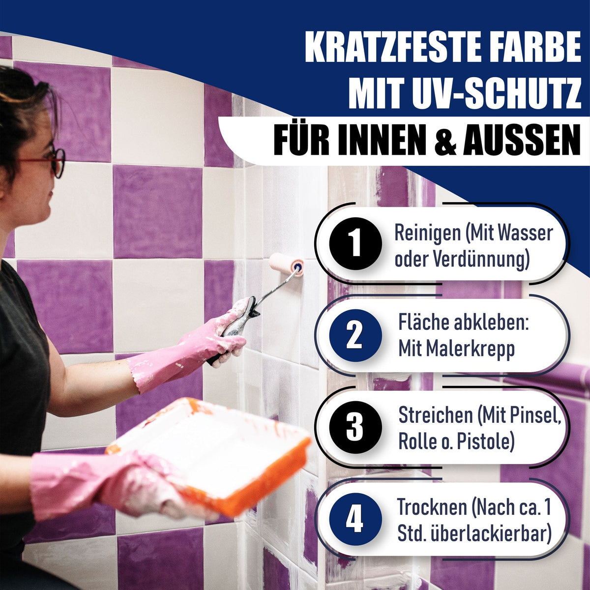 Pittura per piastrelle - Smalto per piastrelle con kit di verniciatura (X500) - Hamburger Lack-Profi