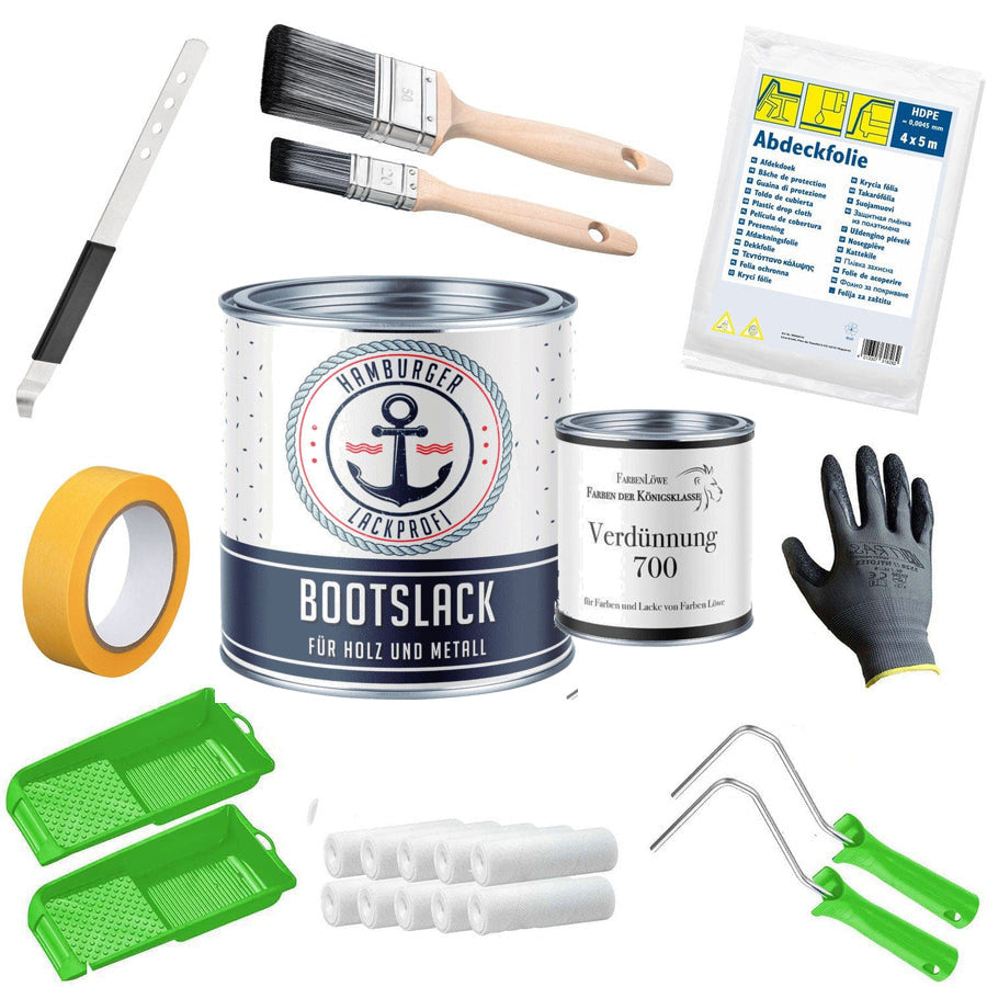 Vernice per barche Rosso pomodoro RAL 3013 con kit di verniciatura (X500) - Hamburger Lack-Profi