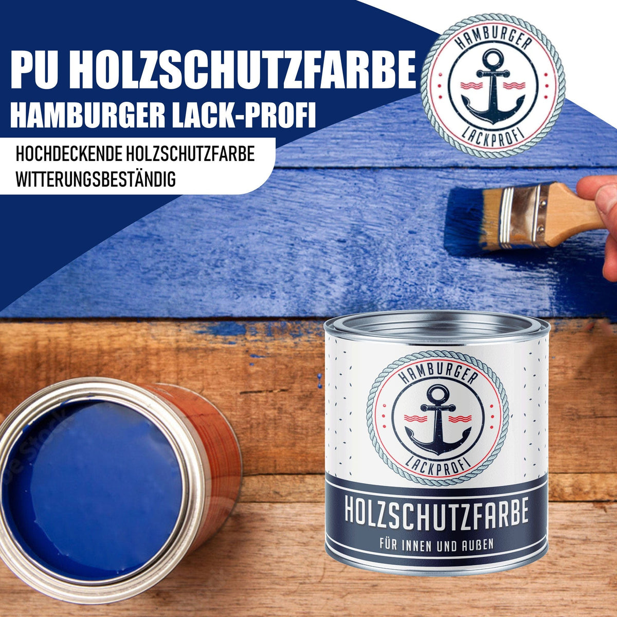 PU Holzschutzfarbe RAL 9004 Signalschwarz - Wetterschutzfarbe - Hamburger Lack-Profi