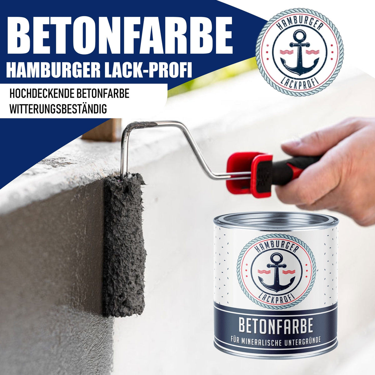 Hamburger Lack-Profi Betonfarbe Ultramarinblau RAL 5002 - hochdeckende Fassadenfarbe - Hamburger Lack-Profi