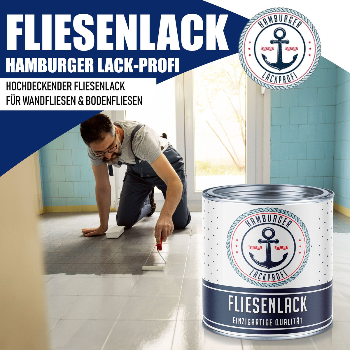 Pittura per piastrelle Verde erba RAL 6010 - Smalto per piastrelle con kit di verniciatura (X500) - Hamburger Lack-Profi