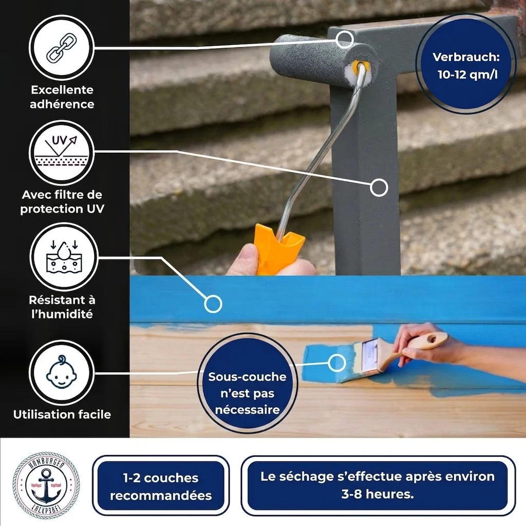 Hamburger Lack-Profi Buntlack Stahlblau RAL 5011 - Robuster Kunstharzlack - Hamburger Lack-Profi