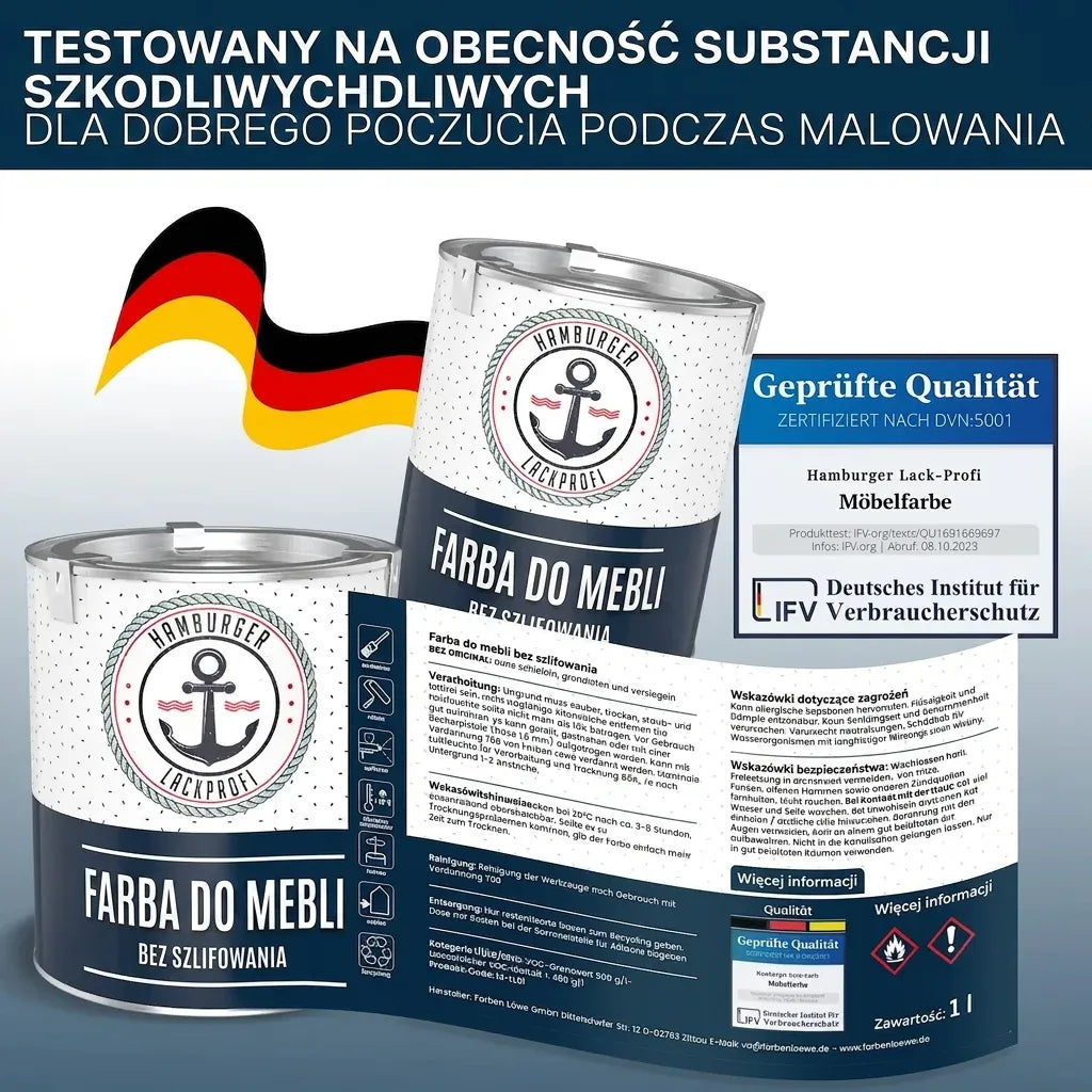 Hamburger Lack-Profi Möbelfarbe ohne Schleifen RAL 8022 Schwarzbraun - Möbellack Hamburger Lack-Profi