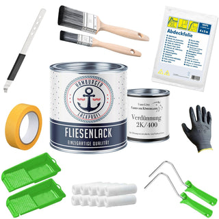 Pittura per piastrelle Verde maggio RAL 6017 - Smalto per piastrelle con kit di verniciatura (X500) - Hamburger Lack-Profi