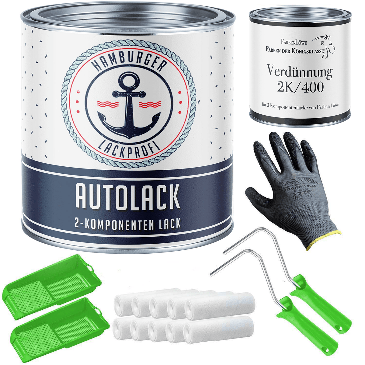 Vernice per auto 2K Marrone noce RAL 8011 con kit di verniciatura (X300) - Hamburger Lack-Profi