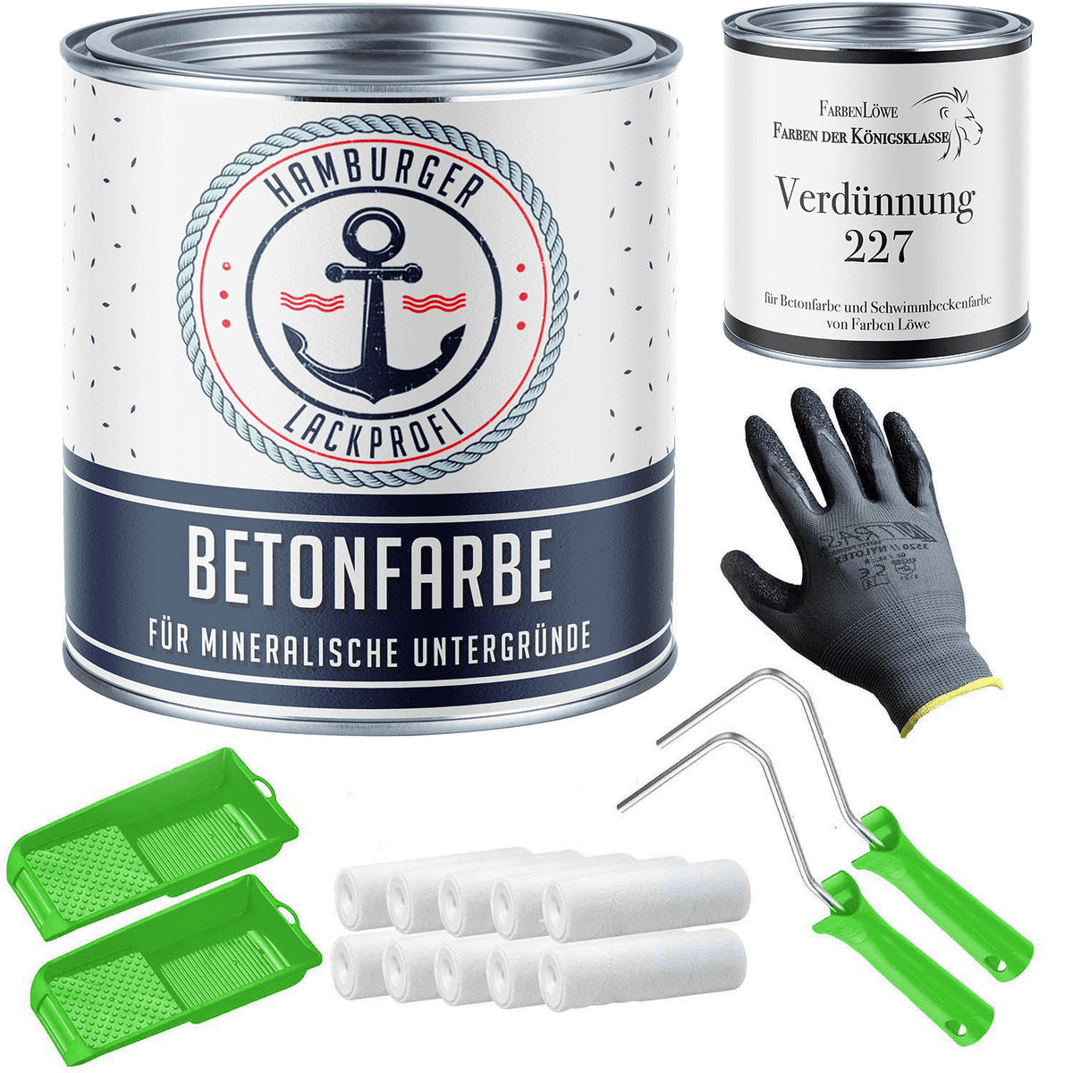 Pittura per cemento Bianco puro RAL 9010 con kit di verniciatura (X300) - Hamburger Lack-Profi