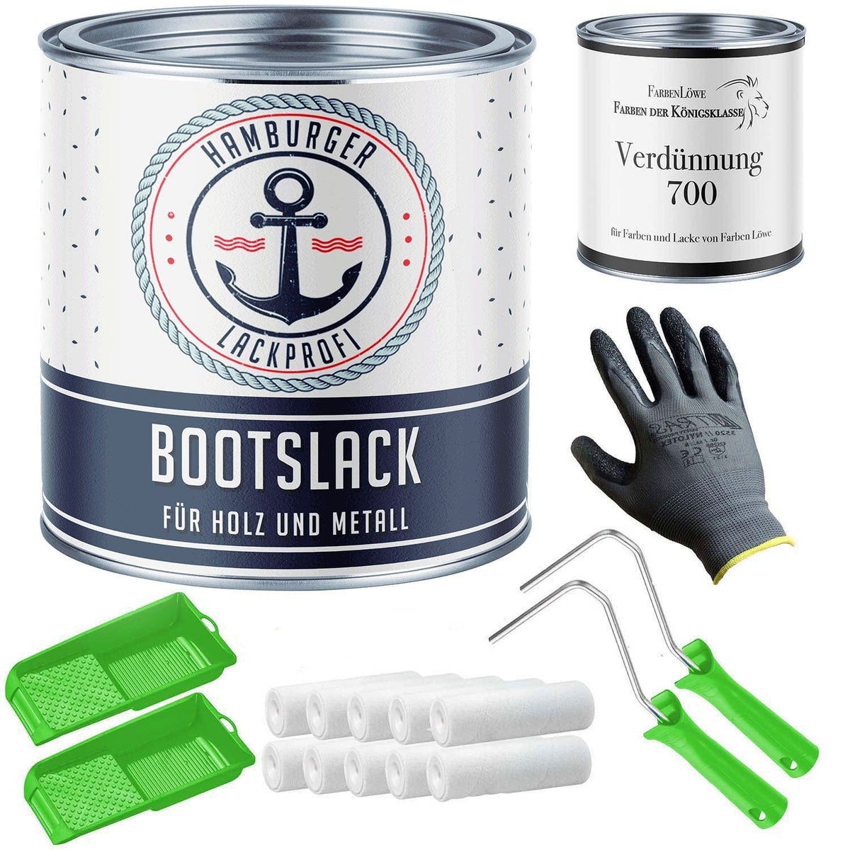 Vernice per barche Marrone nerastro RAL 8022 con kit di verniciatura (X300) - Hamburger Lack-Profi