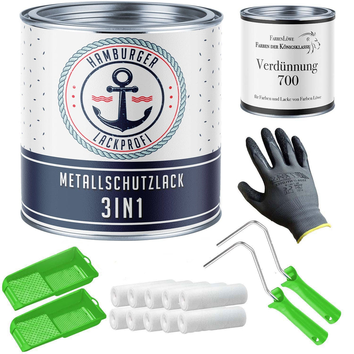 3 in 1 Blu acqua RAL 5021 con kit di verniciatura (X300) - Antiruggine - Hamburger Lack-Profi