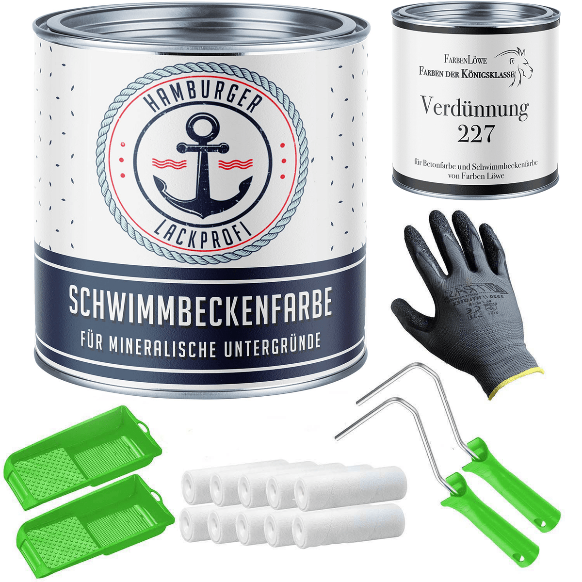 Pittura per piscine Grigio argento RAL 7001 con kit di verniciatura (X300) - Hamburger Lack-Profi