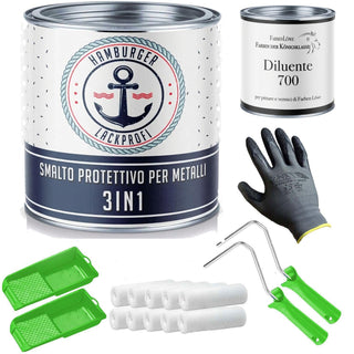 3 in 1 Marrone rossiccio RAL 8012 con kit di verniciatura (X300) - Antiruggine - Hamburger Lack-Profi